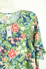 NEW J. Jill Navy Seaside Floral Print Dolman Sleeve Top | 3X