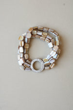 Premier Design Mother Of Pearl & Hammered Silver Stretch Bracelet