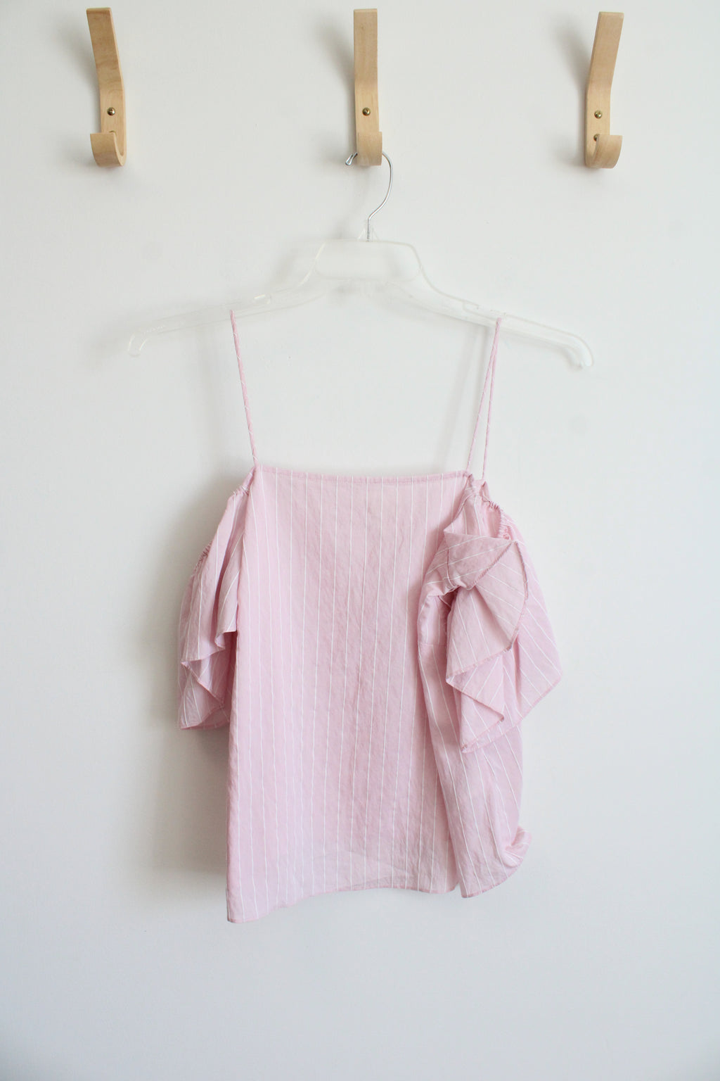 H&M Pink and White Striped Open Shoulder Top | 10 (M)