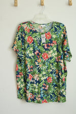 NEW J. Jill Navy Seaside Floral Print Dolman Sleeve Top | 3X