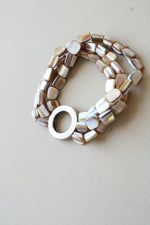Premier Design Mother Of Pearl & Hammered Silver Stretch Bracelet