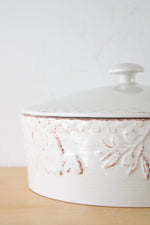 Home Grown Signature Riviera Van Beers Stoneware Beige Fruit Embossed Lidded Dish
