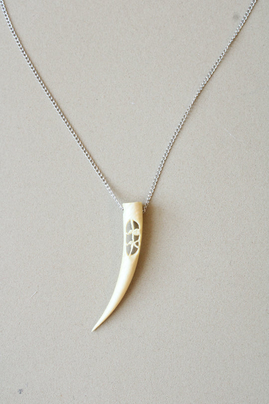 Carved Bone Sterling Silver Necklace