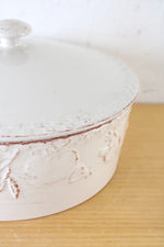 Home Grown Signature Riviera Van Beers Stoneware Beige Fruit Embossed Lidded Dish