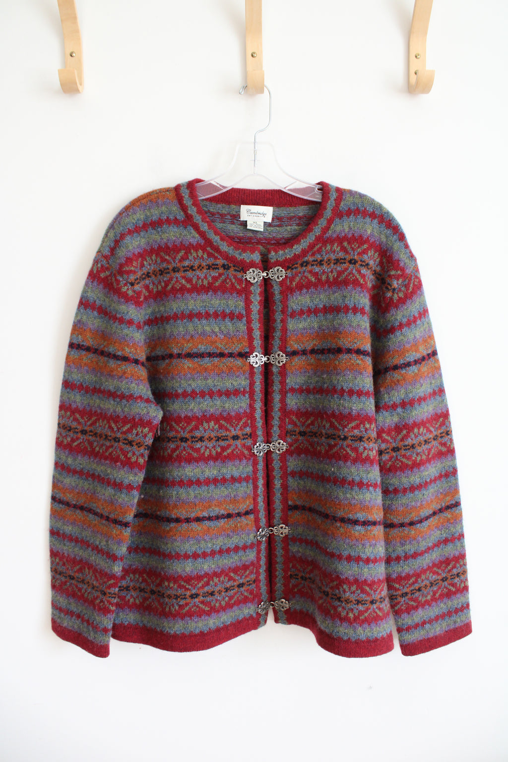 Cambridge Dry Goods Vintage Multi-Colored Wool Cardigan Sweater | XL