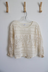 Charming Charlie Off White Lace Crochet Top | S