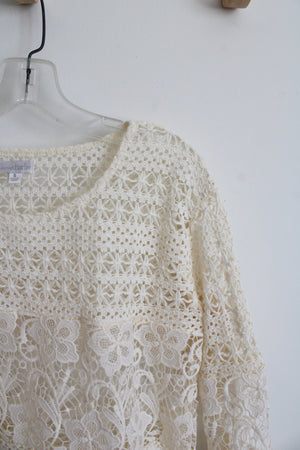 Charming Charlie Off White Lace Crochet Top | S