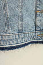Loft Cropped Denim Jacket with Unraveled Hem | L