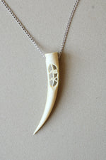 Carved Bone Sterling Silver Necklace