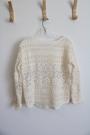 Charming Charlie Off White Lace Crochet Top | S