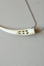 Carved Bone Sterling Silver Necklace