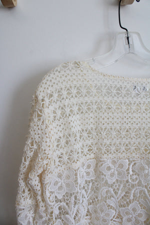 Charming Charlie Off White Lace Crochet Top | S