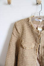 NEW Camel Tweed Open Blazer | L