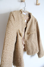 NEW Camel Tweed Open Blazer | L
