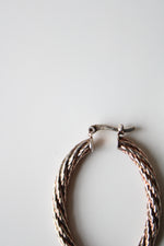 Silver Twist Oblong Hoop Earrings