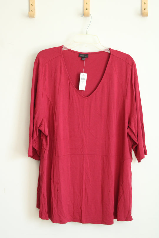 NEW J. Jill Wearever Collection Raspberry V-neck Tunic Top | 3X