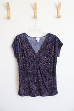 Jaclyn Smith Patterned Purple Top | M