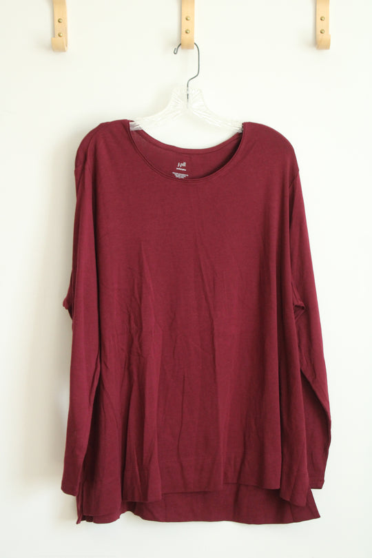 NEW J.Jill Perfect Pima Bordeaux Long Sleeve Shirt | 3X