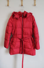 Coach Red Belted Puffer Coat | M
