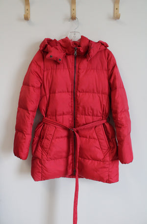Coach Red Belted Puffer Coat | M