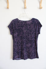 Jaclyn Smith Patterned Purple Top | M