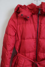 Coach Red Belted Puffer Coat | M