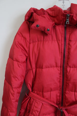 Coach Red Belted Puffer Coat | M