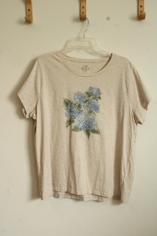 J.Crew Tan Collector Tee with Blue Flowers | XL