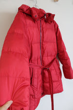 Coach Red Belted Puffer Coat | M