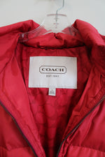Coach Red Belted Puffer Coat | M