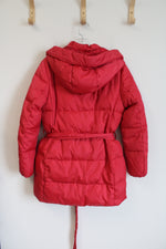 Coach Red Belted Puffer Coat | M