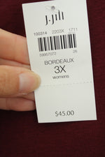 NEW J.Jill Perfect Pima Bordeaux Long Sleeve Shirt | 3X