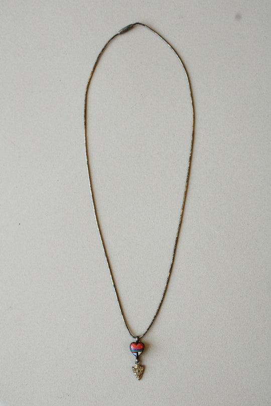 Sterling Silver Red  Turquoise Heart Pendant Necklace