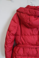 Coach Red Belted Puffer Coat | M