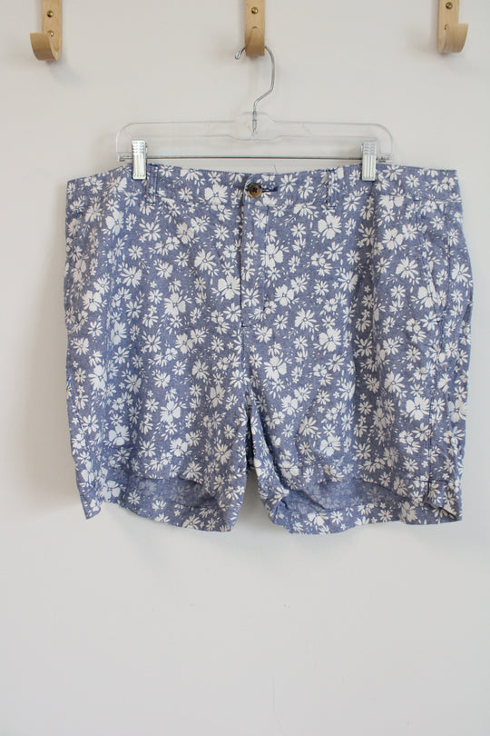 Old Navy High Rise Blue White Floral Everyday Short | 18
