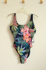 NEW Lands End Blue Floral Swimsuit | L