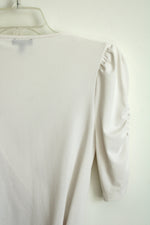 Express White Peplum Wrap Short Sleeve Top | XS
