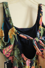 NEW Lands End Blue Floral Swimsuit | L