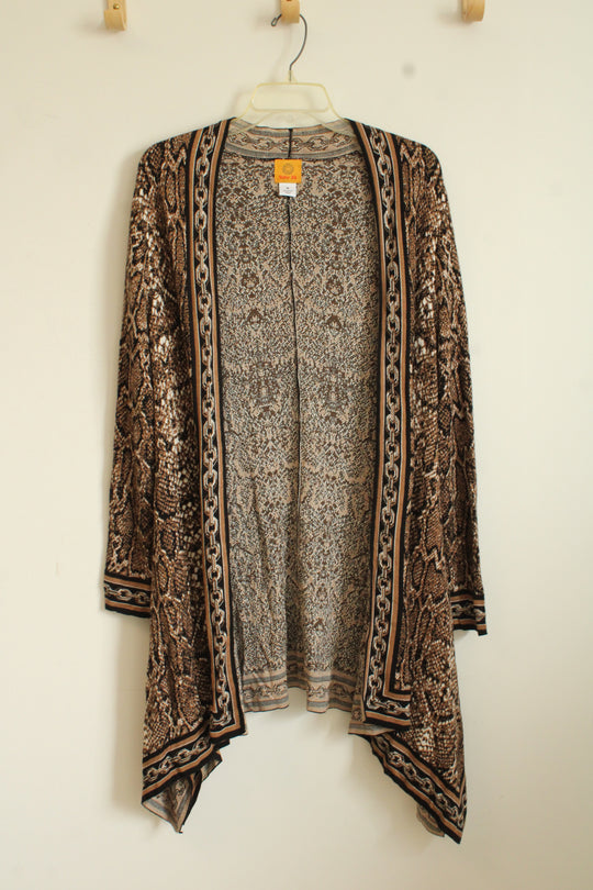 Ruby Rd Chain Border Snake Print Long Cardigan | M