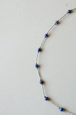 Cobalt Blue Beaded Liquid Silver Necklace