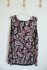 NEW J.Jill Sleeveless Black Paisley Tunic Black Underlay Tank | 3X