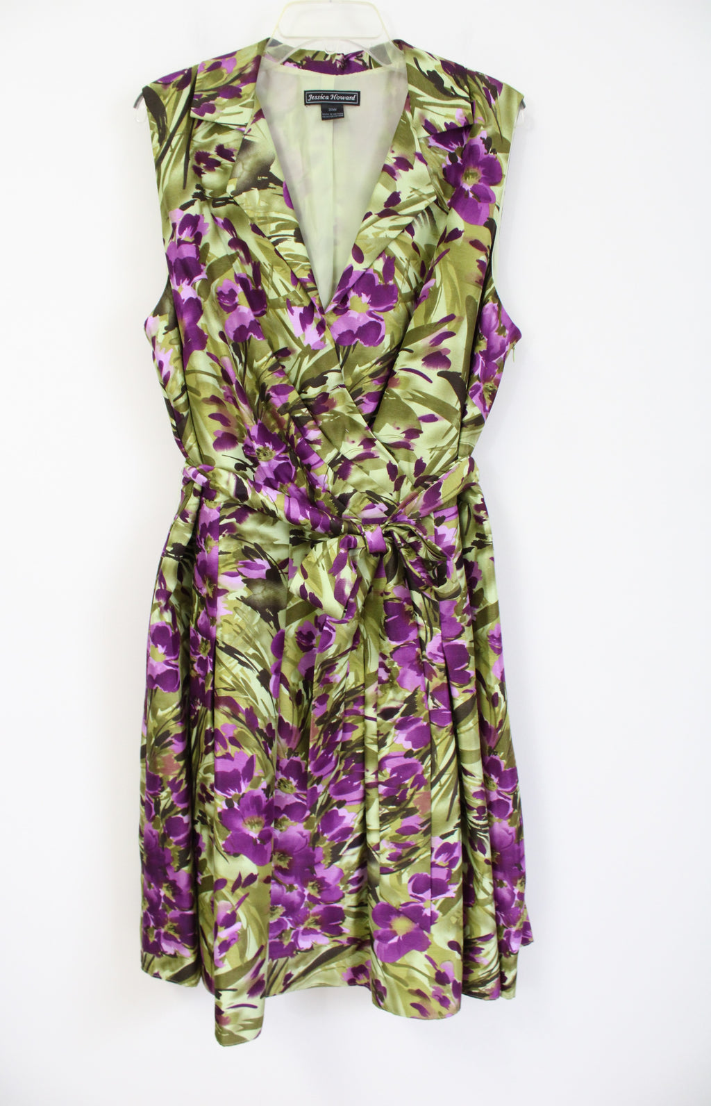 Jessica Howard Green Purple Floral Dress | 20W