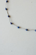 Cobalt Blue Beaded Liquid Silver Necklace