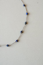 Cobalt Blue Beaded Liquid Silver Necklace