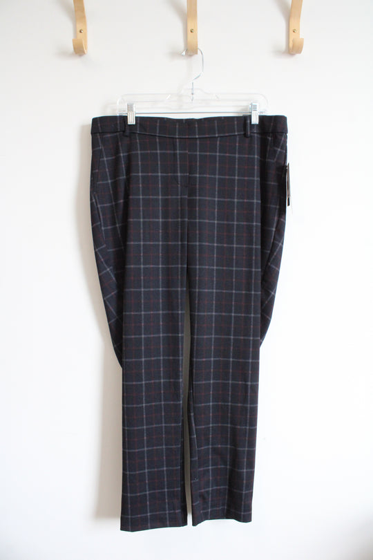 NEW Kasper Black Gray & Blue Houndstooth Plaid Trouser Pants | L