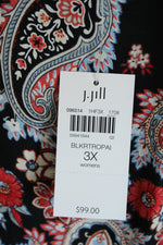 NEW J.Jill Sleeveless Black Paisley Tunic Black Underlay Tank | 3X