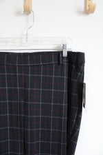 NEW Kasper Black Gray & Blue Houndstooth Plaid Trouser Pants | L