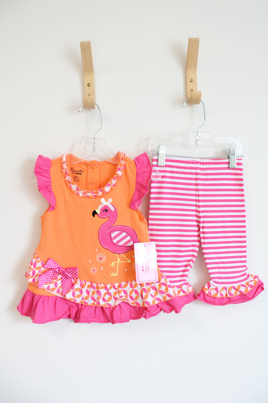 NEW Nanette Pink Orange & White Flamingo Striped 2-Piece Set | 2T