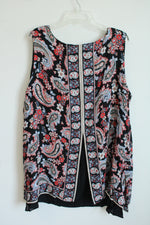 NEW J.Jill Sleeveless Black Paisley Tunic Black Underlay Tank | 3X