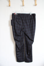 NEW Kasper Black Gray & Blue Houndstooth Plaid Trouser Pants | L